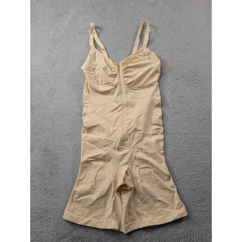 SHAPERX Women Beige Zipper Bodysuit Shapewear Mid Thigh Faja L/XL SZ5862